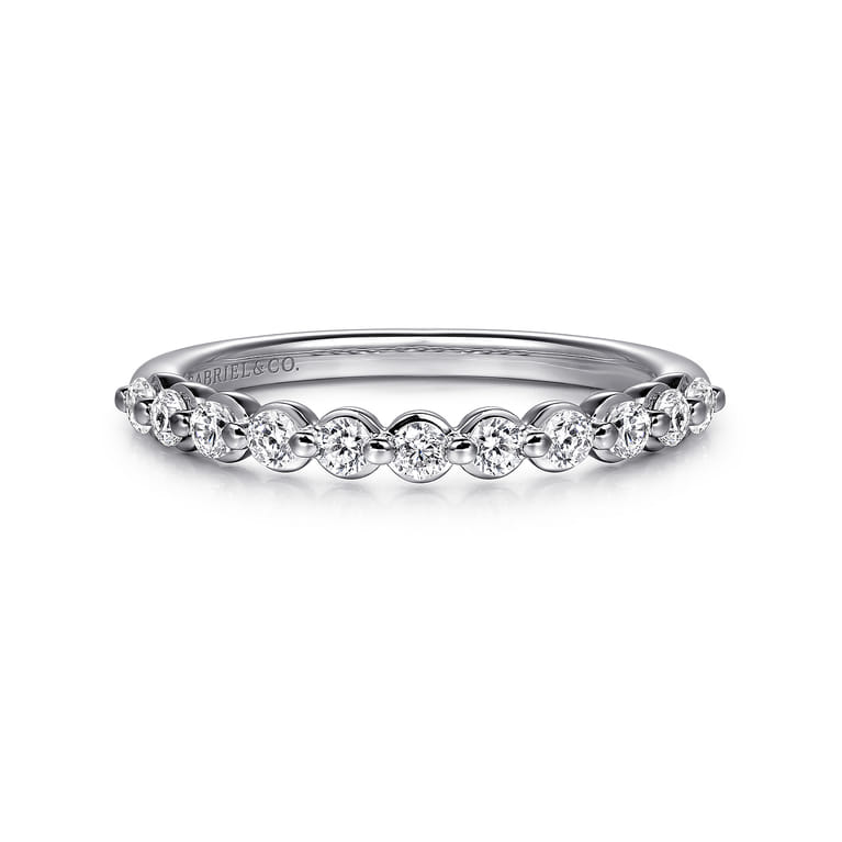 14K White Gold Diamond Wedding Band - 0.37 ct - Shot 1