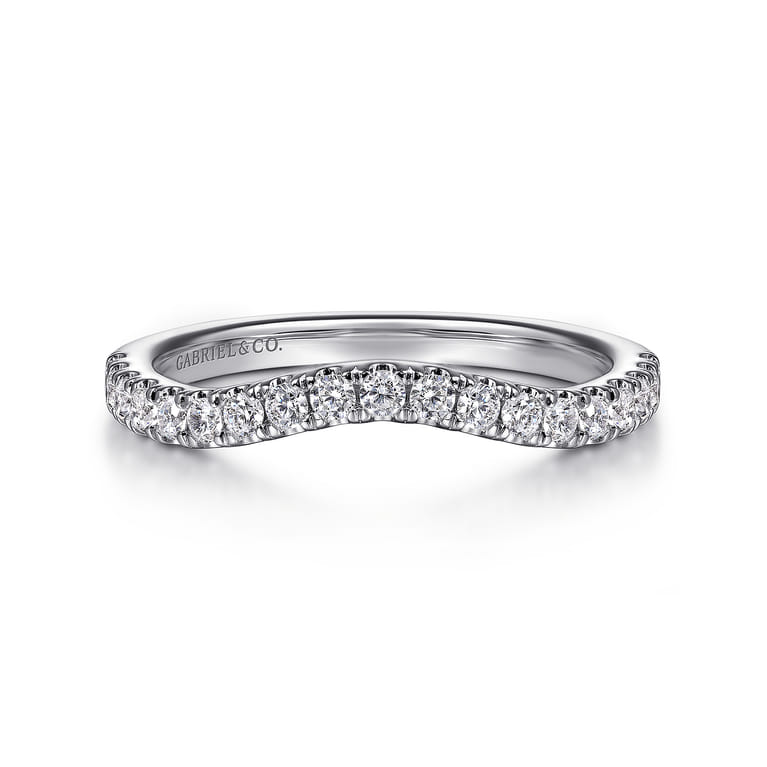 14K White Gold Diamond Wedding Band - 0.32 ct - Shot 1