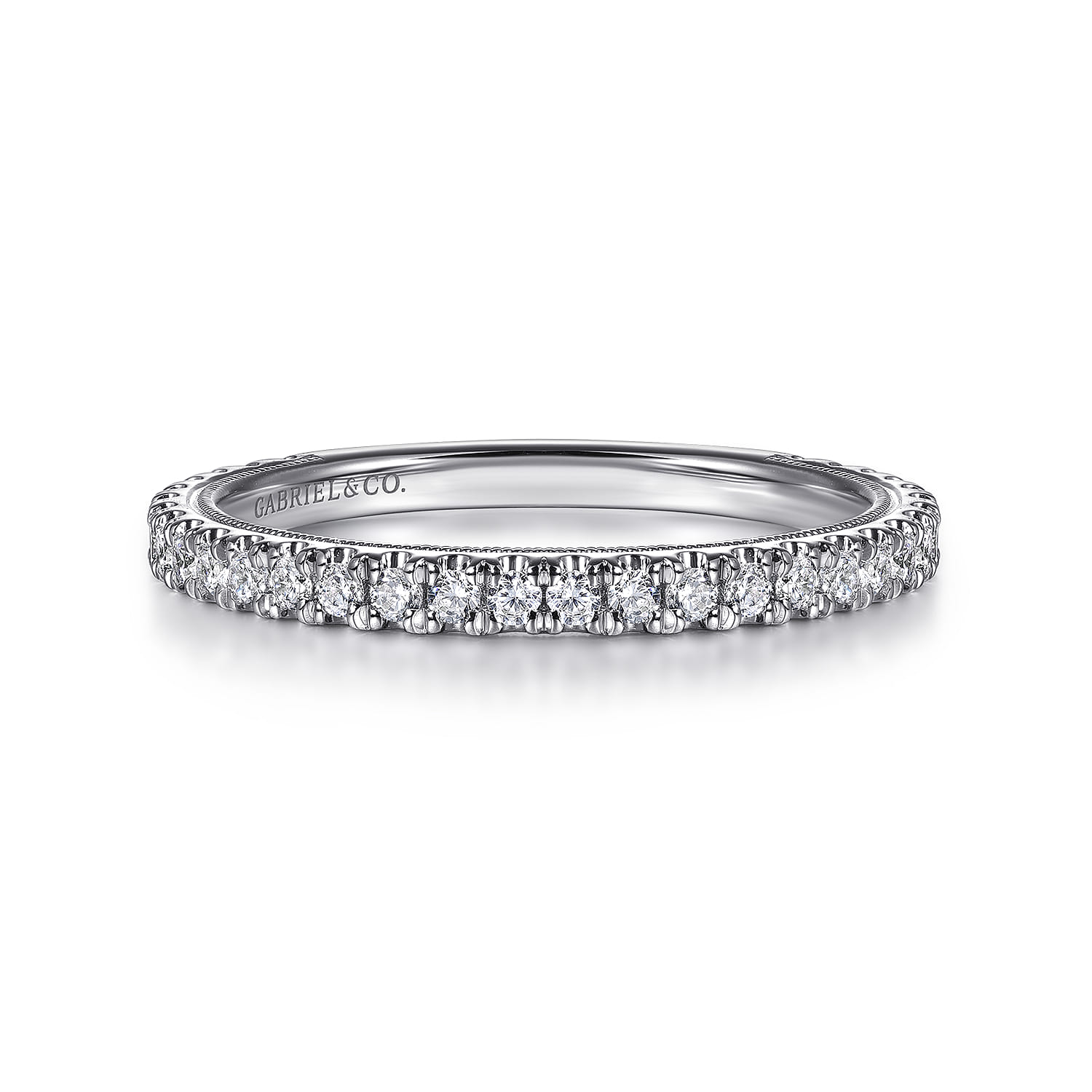 14K White Gold Diamond Wedding Band - 0.38 ct - Shot 1