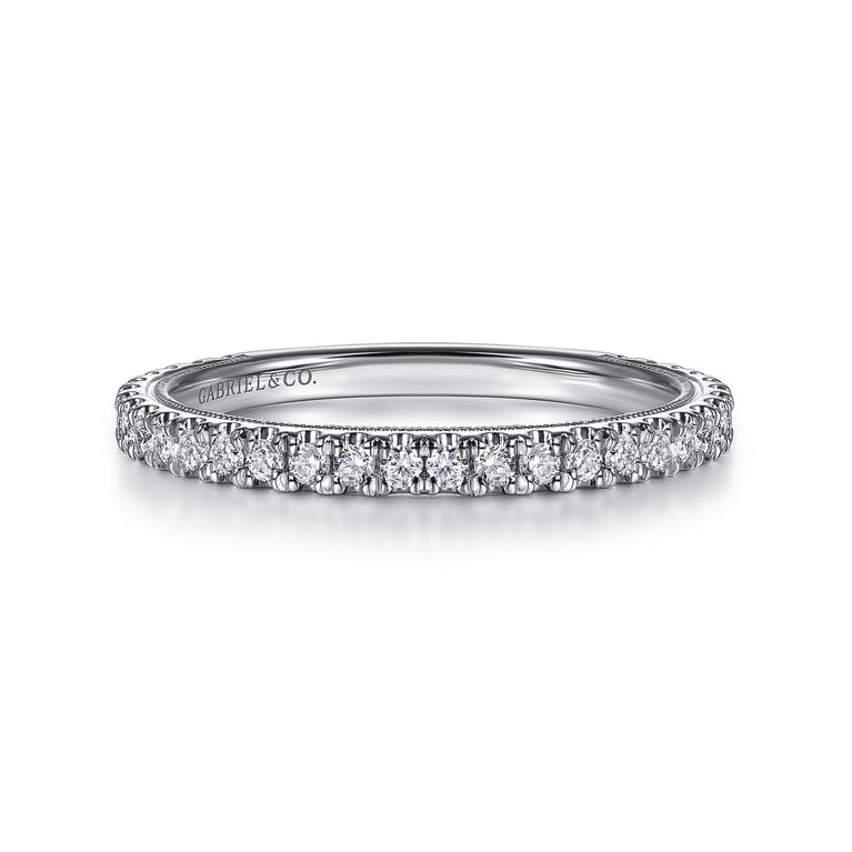 14K White Gold Diamond Wedding Band - 0.38 ct - Shot 1
