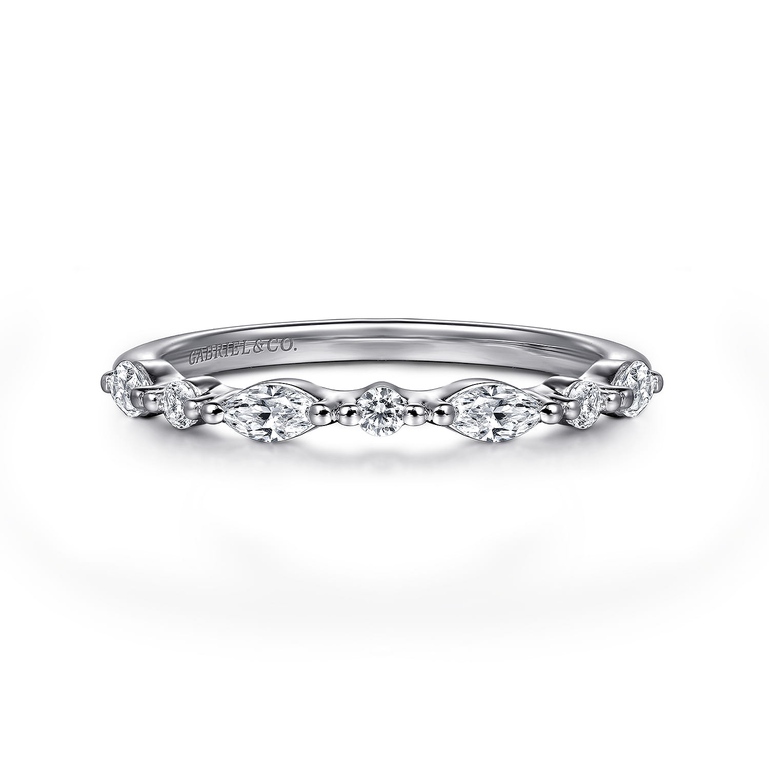 14K White Gold Diamond Wedding Band - 0.3 ct - Shot 1