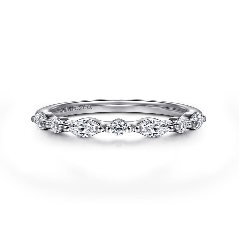 14K White Gold Diamond Wedding Band - 0.3 ct - Shot 1