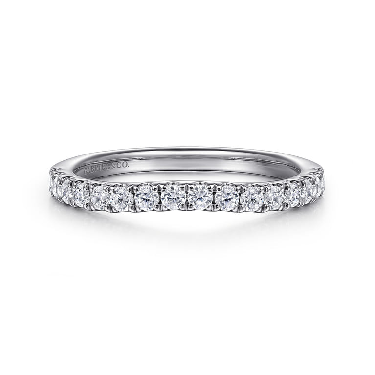 14K White Gold Diamond Wedding Band - 0.38 ct - Shot 1