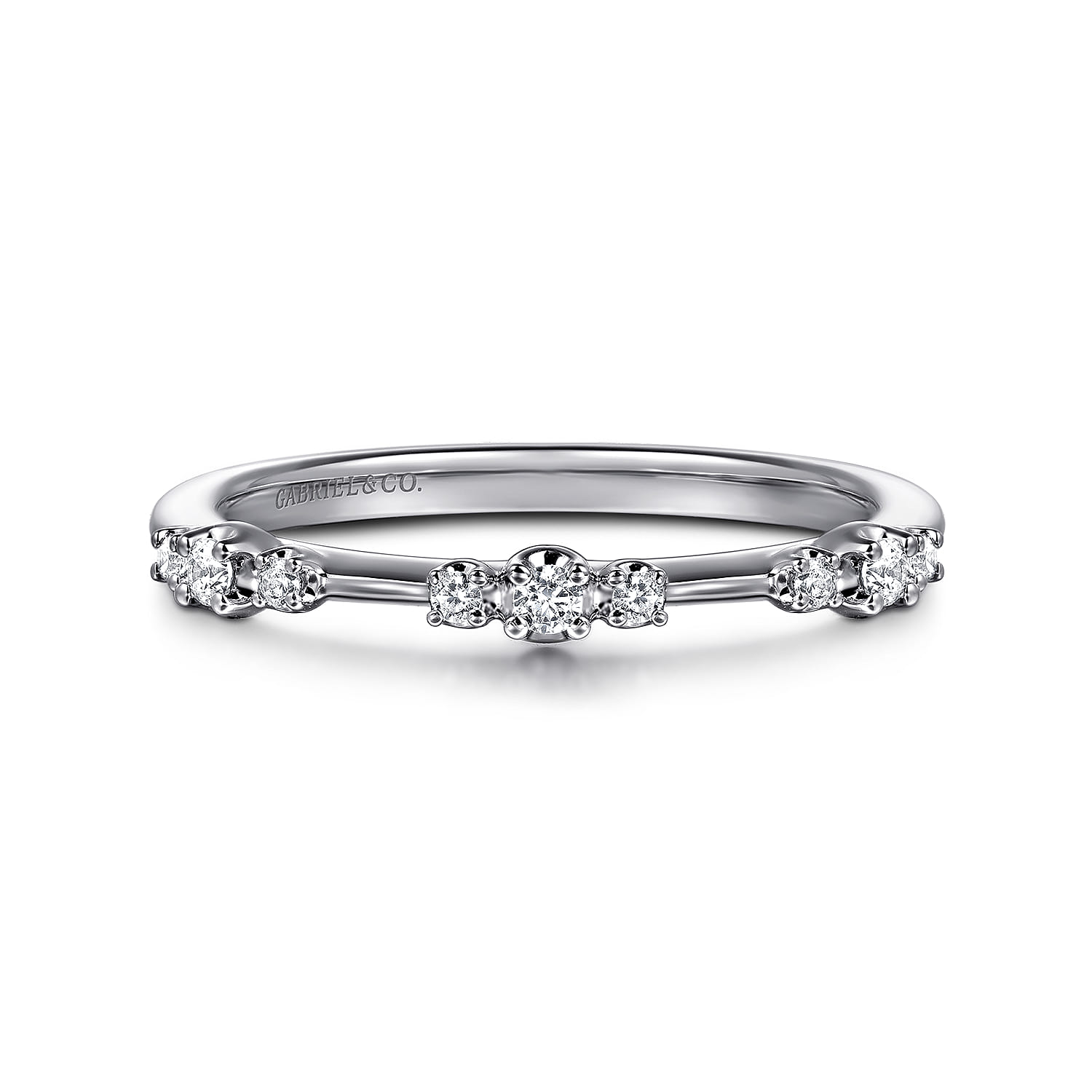 14K White Gold Diamond Wedding Band - 0.14 ct - Shot 1