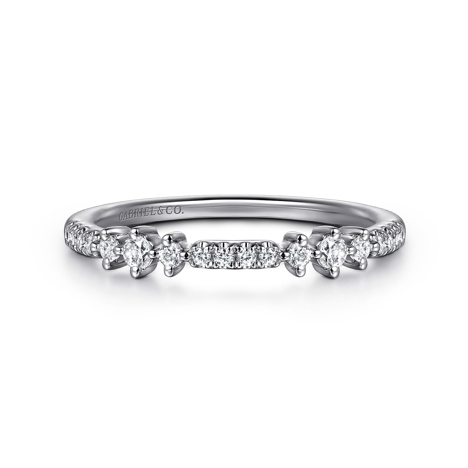 14K White Gold Diamond Wedding Band - 0.19 ct - Shot 1