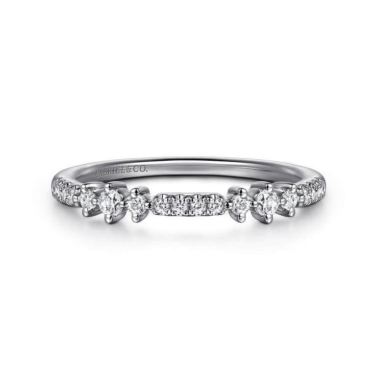 14K White Gold Diamond Wedding Band - 0.19 ct - Shot 1