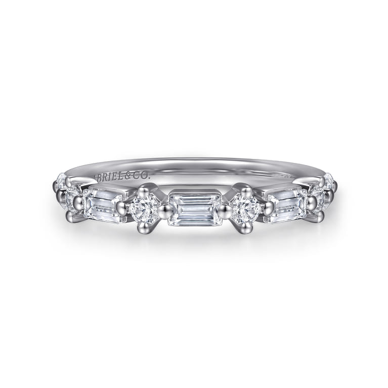 14K White Gold Diamond Wedding Band - 0.85 ct - Shot 1