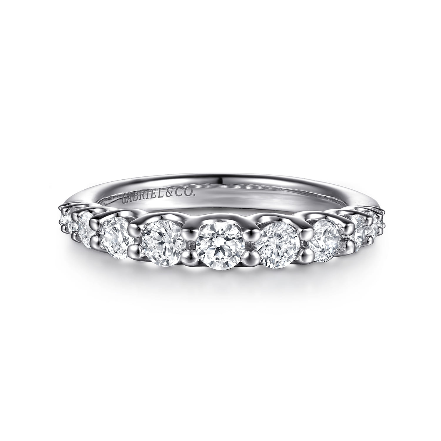 14K White Gold Diamond Wedding Band - 0.75 ct - Shot 1