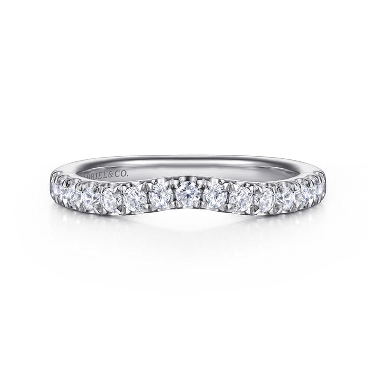 14K White Gold Diamond Wedding Band - 0.4 ct - Shot 1