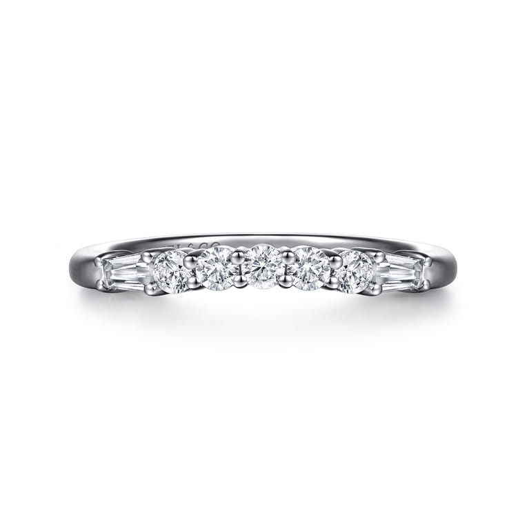 14K White Gold Diamond Wedding Band - 0.45 ct - Shot 1