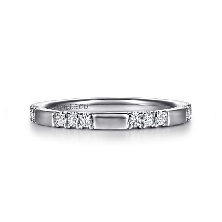 14K White Gold Diamond Wedding Band - 0.18 ct - Shot 1
