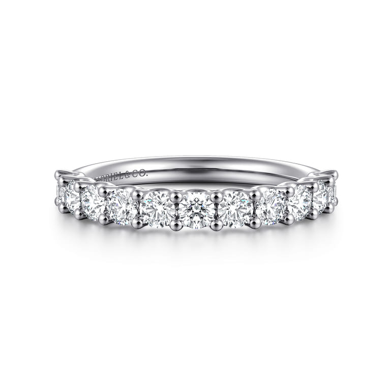 14K White Gold Diamond Wedding Band - 0.9 ct - Shot 1