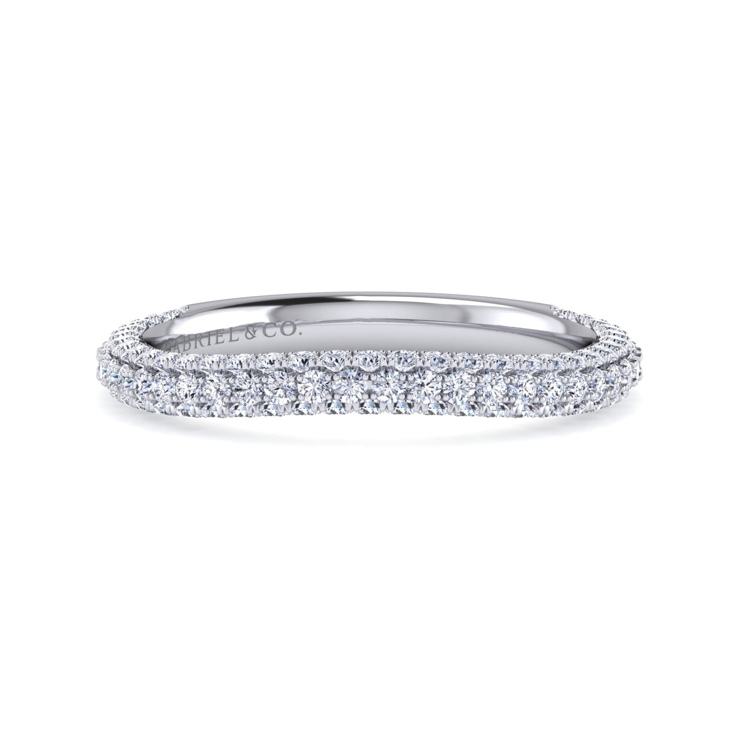 14K White Gold Diamond Wedding Band - 0.75 ct - Shot 1