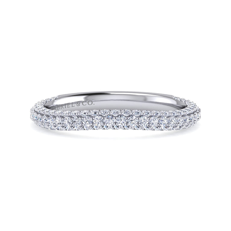14K White Gold Diamond Wedding Band - 0.75 ct - Shot 1