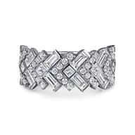14K White Gold Diamond Wide Band Ring