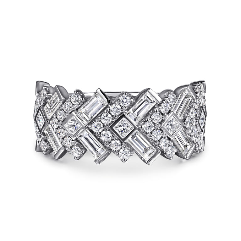 14K White Gold Diamond Wide Band Ring - 1.64 ct - Shot 1