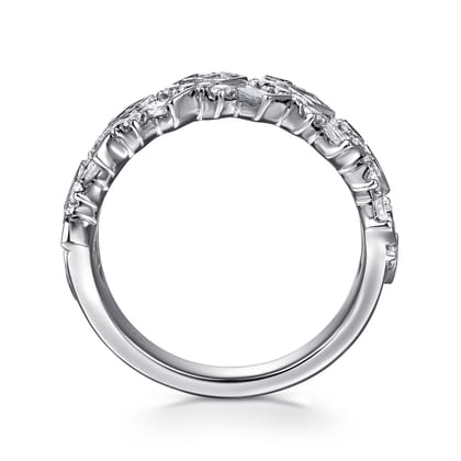 14K White Gold Diamond Wide Band Ring