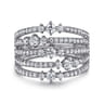 14K White Gold Diamond Wide Band Ring - 1.25 ct