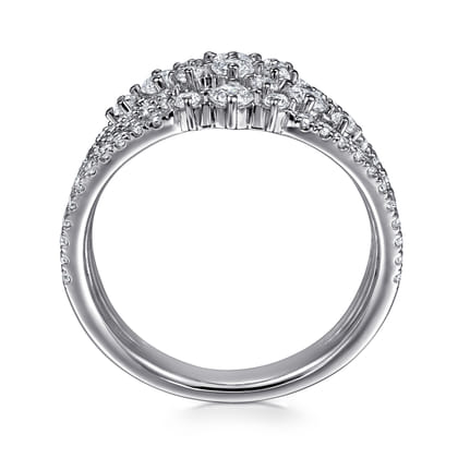 14K White Gold Diamond Wide Band Ring
