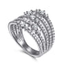 14K White Gold Diamond Wide Band Ring - 1.25 ct