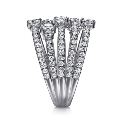 14K White Gold Diamond Wide Band Ring