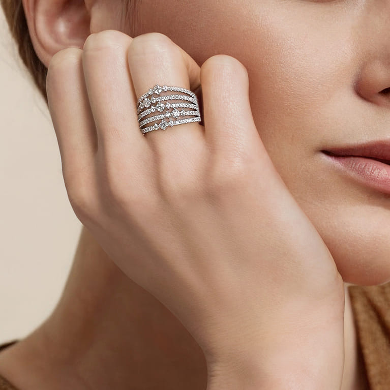 14K White Gold Diamond Wide Band Ring - 1.25 ct - Shot 6