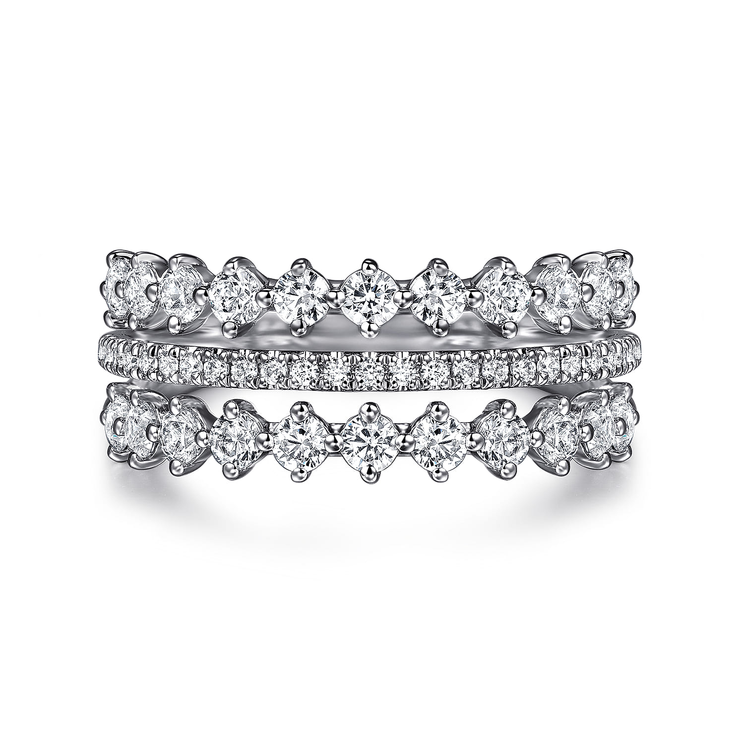 14K White Gold Diamond Wide Band Ring - 1.25 ct - Shot 1
