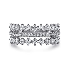 14K White Gold Diamond Wide Band Ring
