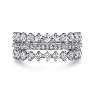 14K White Gold Diamond Wide Band Ring