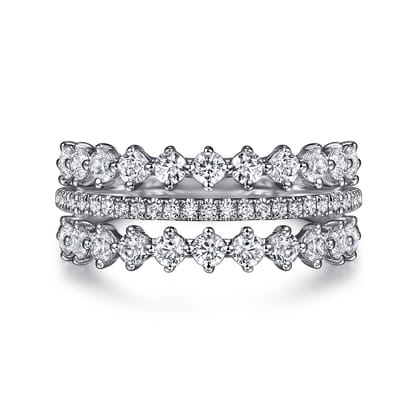 14K White Gold Diamond Wide Band Ring