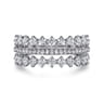 14K White Gold Diamond Wide Band Ring - 1.25 ct