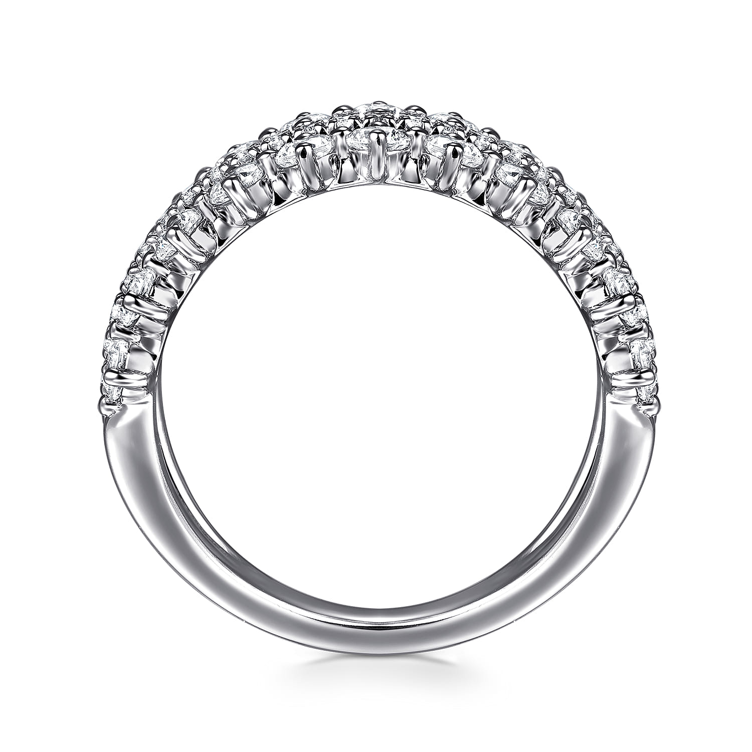 14K White Gold Diamond Wide Band Ring - 1.25 ct - Shot 2