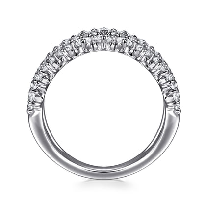 14K White Gold Diamond Wide Band Ring