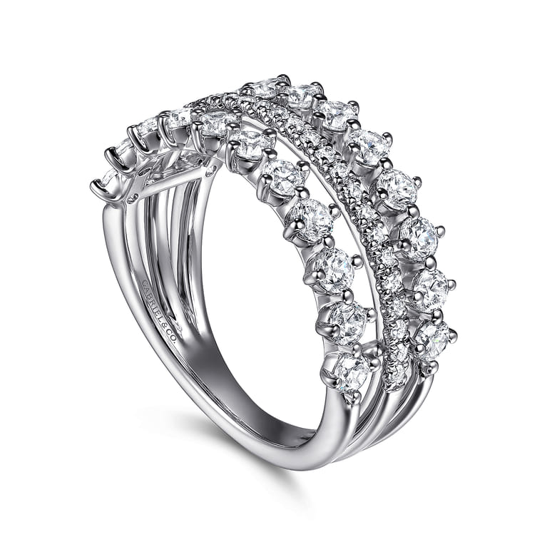 14K White Gold Diamond Wide Band Ring - 1.25 ct - Shot 3