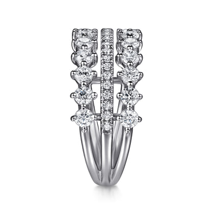 14K White Gold Diamond Wide Band Ring