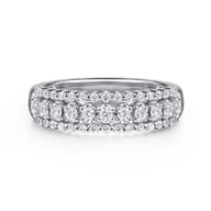 14K White Gold Diamond Wide Band Ring