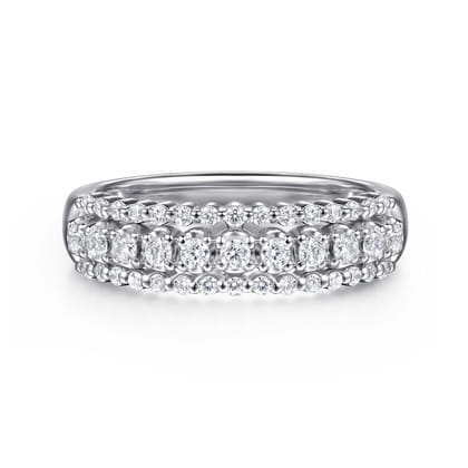 14K White Gold Diamond Wide Band Ring