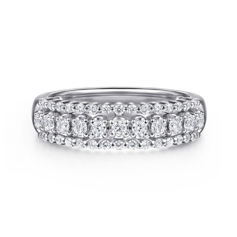 14K White Gold Diamond Wide Band Ring - 0.45 ct - Shot 1