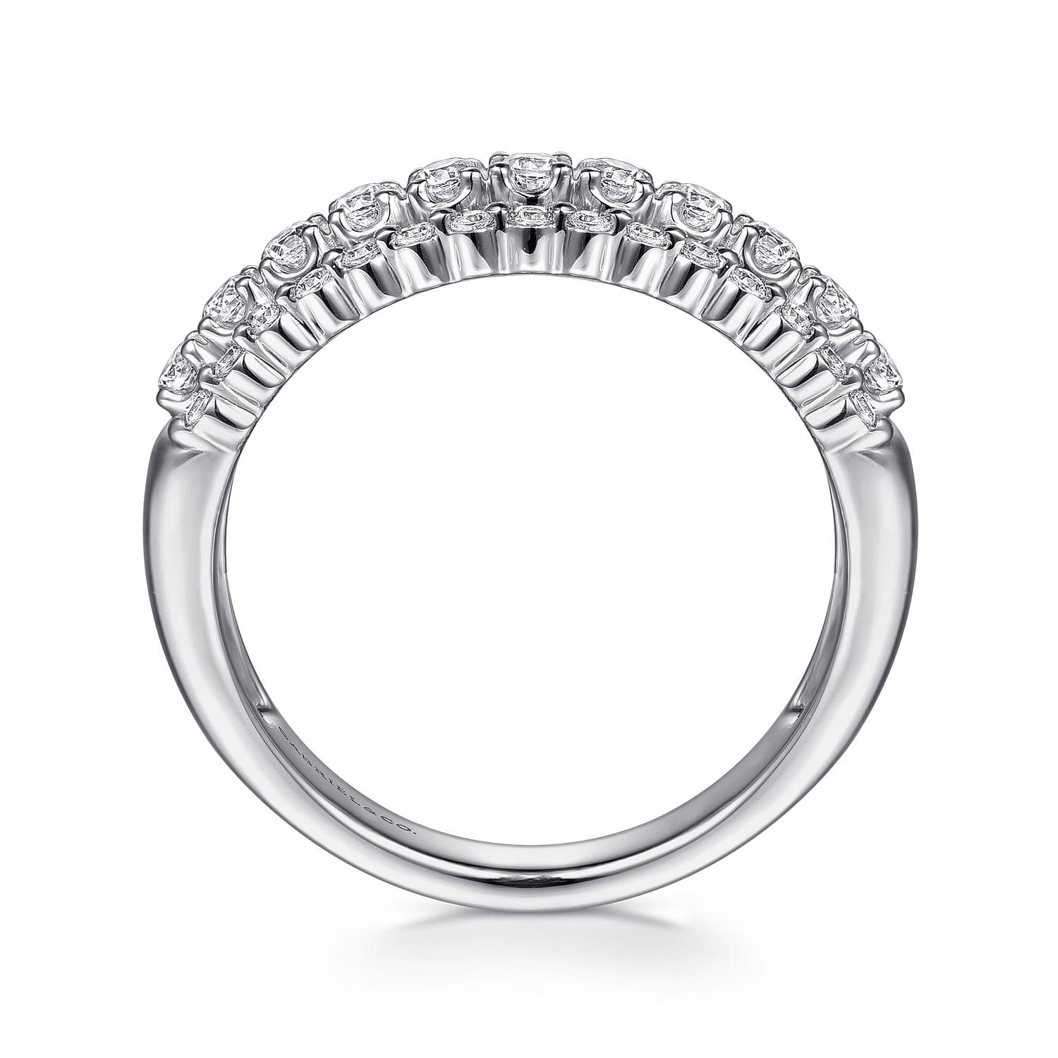 14K White Gold Diamond Wide Band Ring