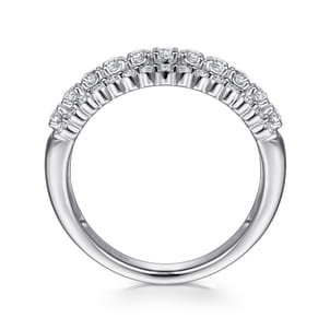 14K White Gold Diamond Wide Band Ring