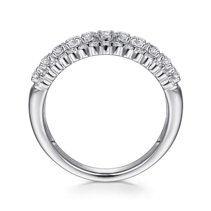 14K White Gold Diamond Wide Band Ring