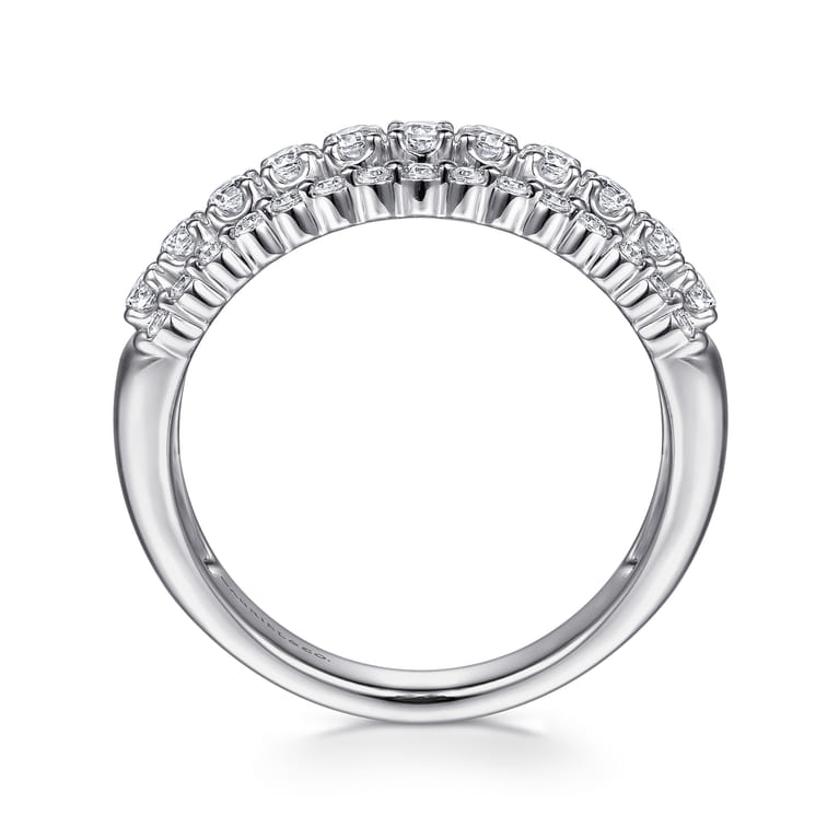 14K White Gold Diamond Wide Band Ring - 0.45 ct - Shot 2