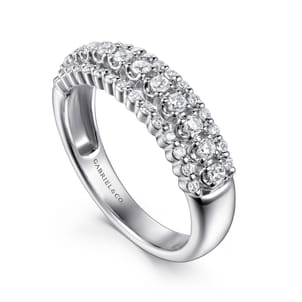 14K White Gold Diamond Wide Band Ring