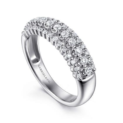14K White Gold Diamond Wide Band Ring