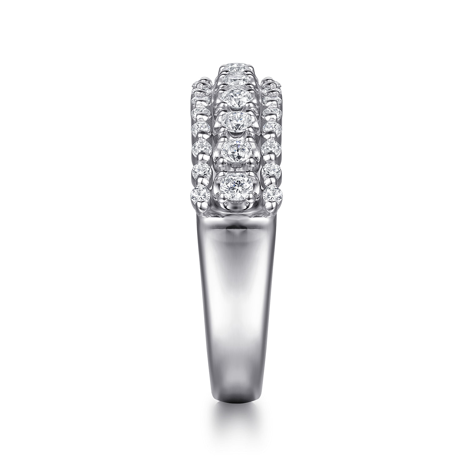 14K White Gold Diamond Wide Band Ring