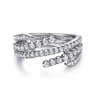 14K White Gold Diamond Wide Bypass Band Ring - 0.52 ct