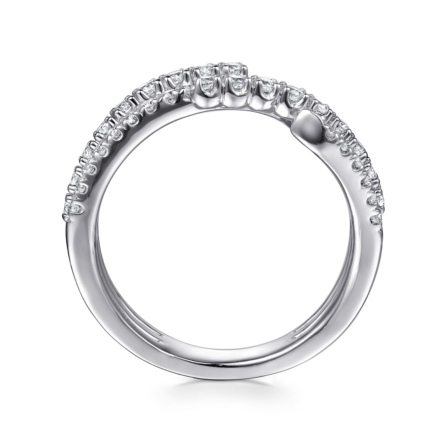 14K White Gold Diamond Wide Bypass Band Ring
