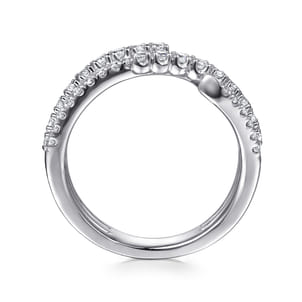 14K White Gold Diamond Wide Bypass Band Ring
