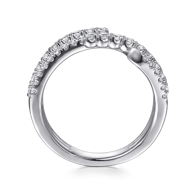 14K White Gold Diamond Wide Bypass Band Ring - 0.52 ct - Shot 2