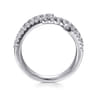 14K White Gold Diamond Wide Bypass Band Ring - 0.52 ct